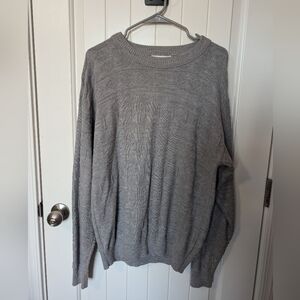 Vintage Christian Dior Men's Textured Orlon Acrylic Knit Sweater Medium Lgt Grey